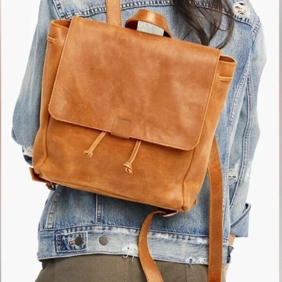 Able Brown Leather Kene Backpack Bag Handmade Local + Global Purse - Picture 1 of 10